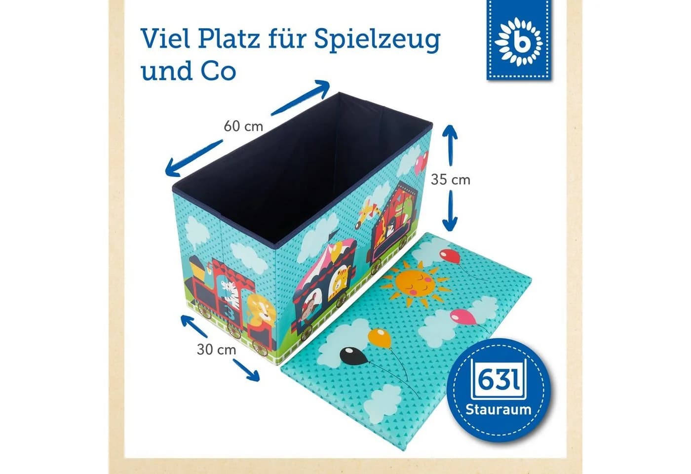 BIECO Spielzeugtruhe 60L, faltbar Spielzeugkiste - Bild 3