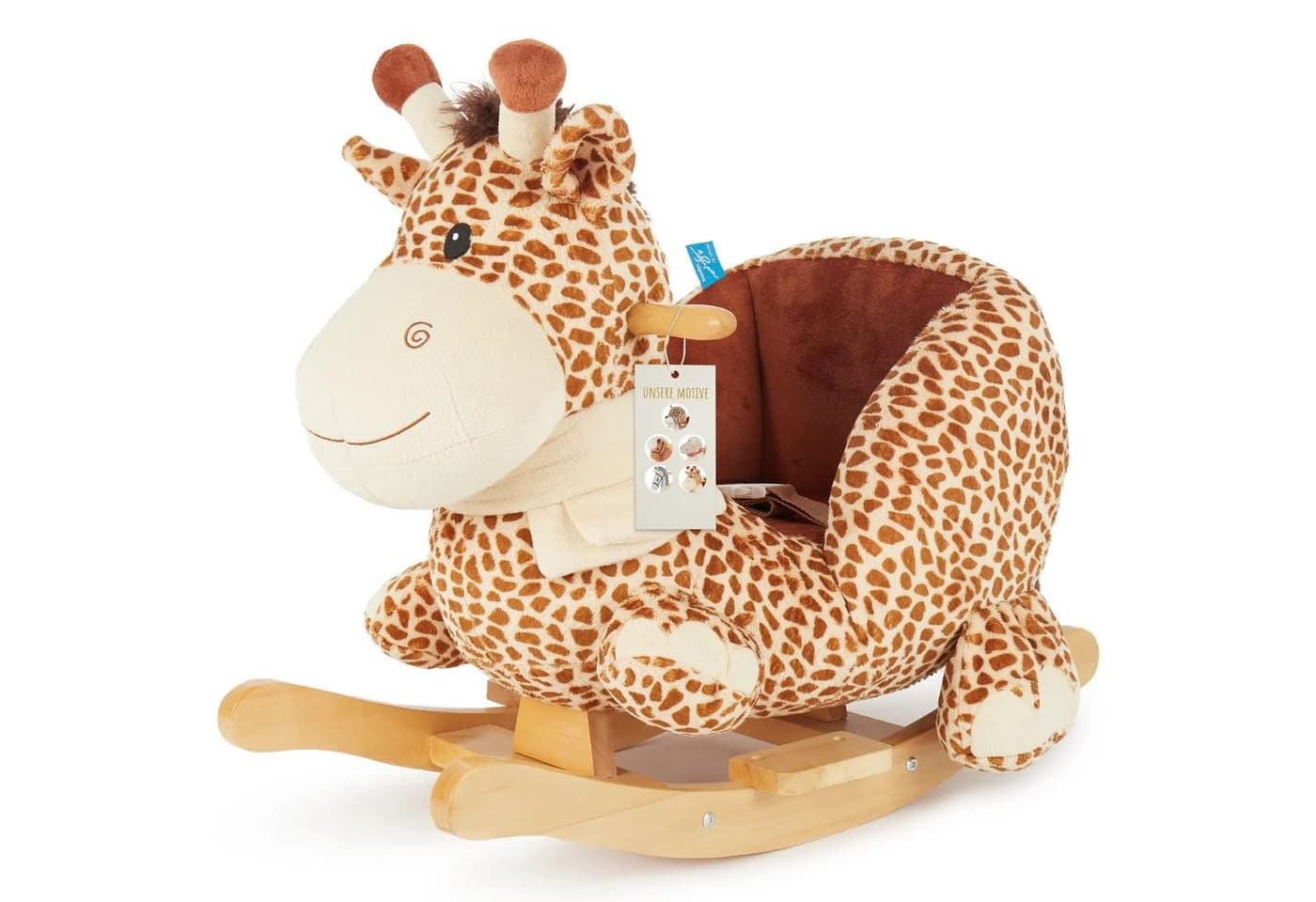 BIECO Schaukeltier Giraffe Beige Plüsch mit Sicherheitsgurt - Bild 2