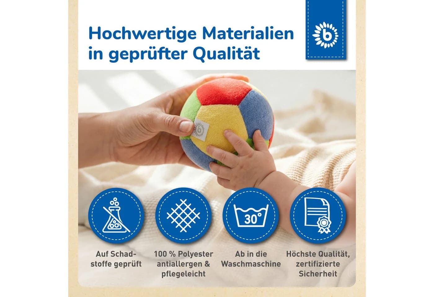 BIECO Baby Ball Weich mit Rassel Schwarz/Weiß - Bild 5