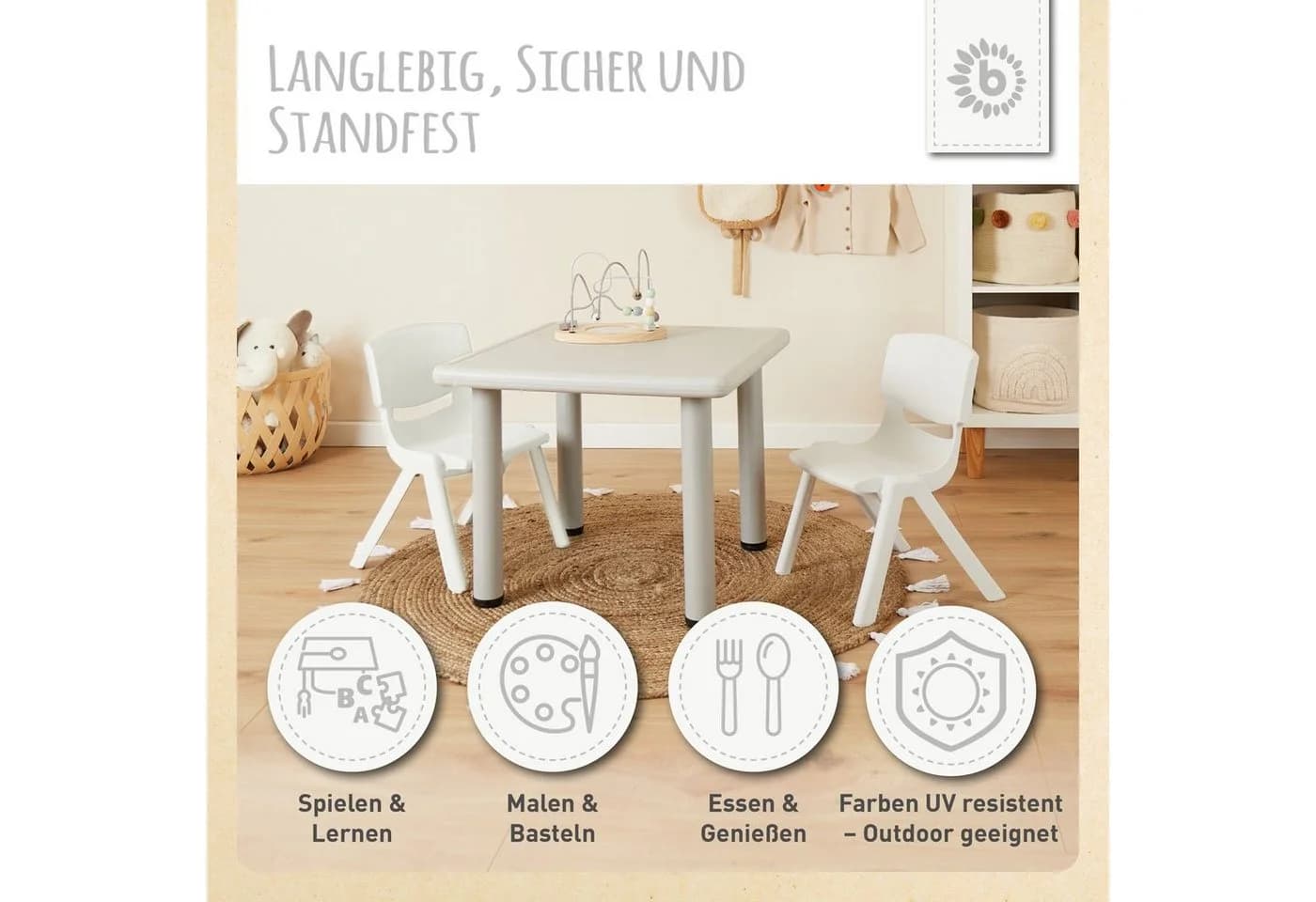 BIECO Kinderstuhl Weiß Stapelbar Kippsicher - Bild 4