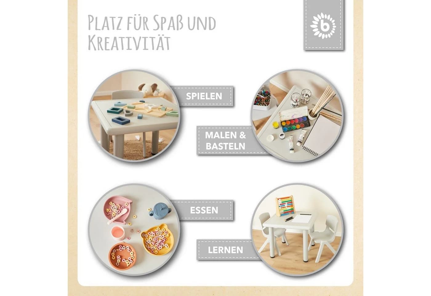 BIECO Kindertisch höhenverstellbar Eisgrau Kunststoff - Bild 3