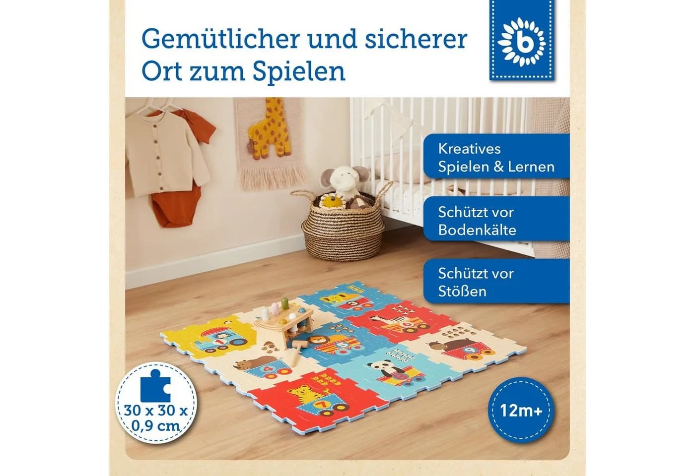 BIECO Steckpuzzle Puzzlematte Baby 18 tlg Bunt