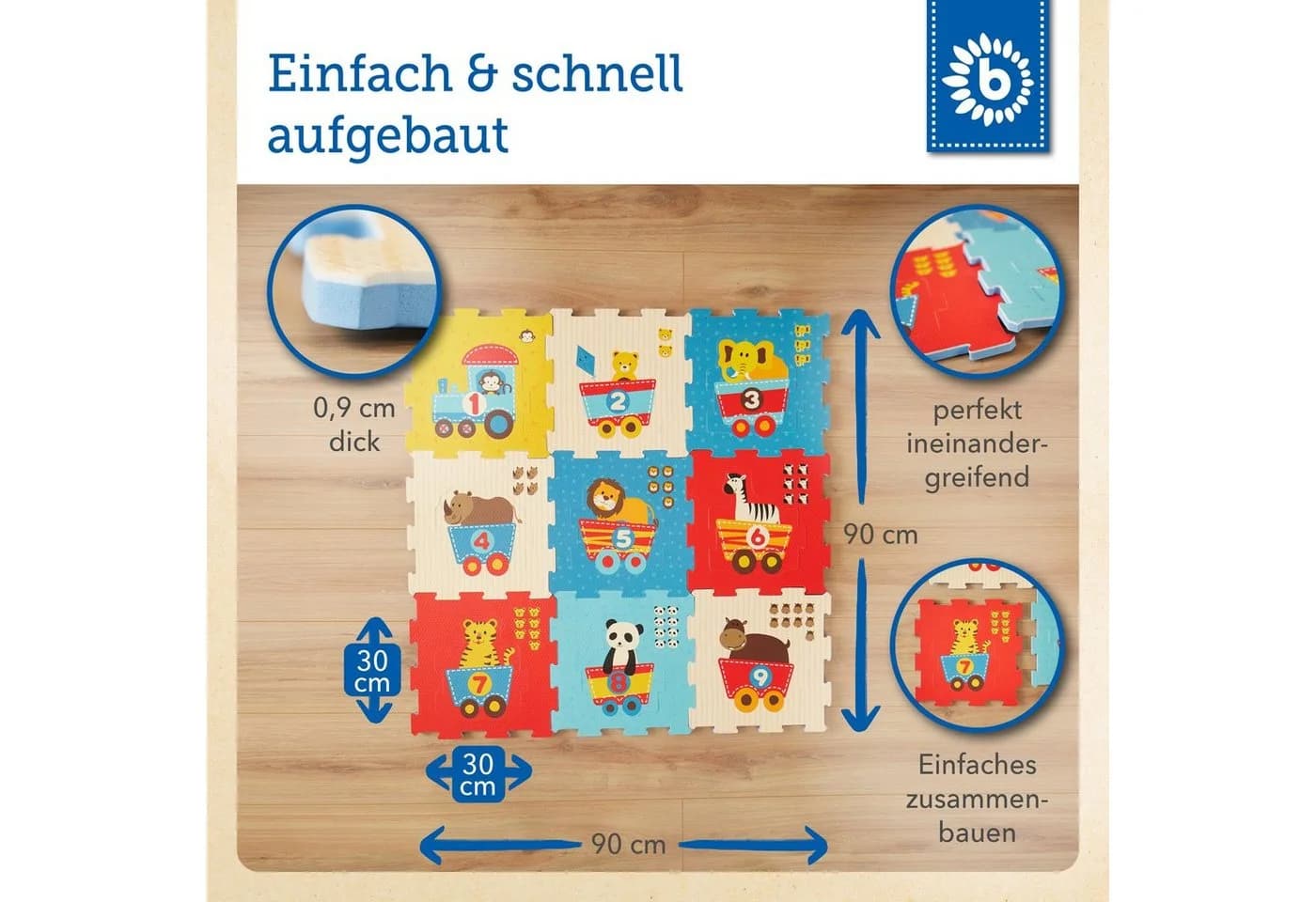 BIECO Steckpuzzle Puzzlematte Baby 18 tlg Bunt - Bild 3