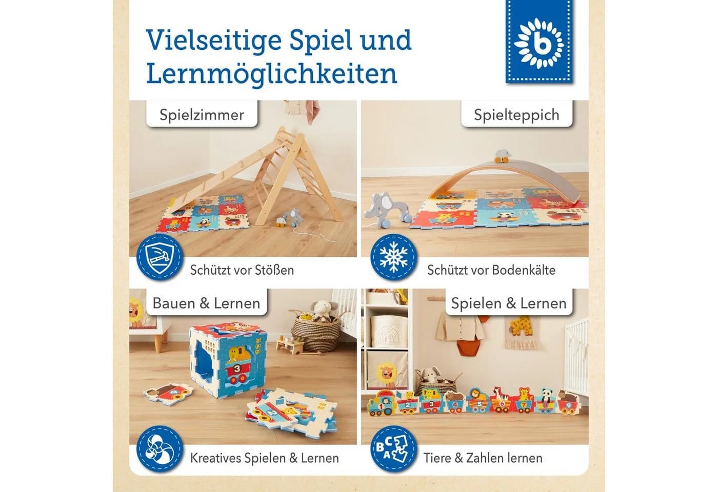 BIECO Steckpuzzle Puzzlematte Baby 18 tlg Bunt - Bild 4