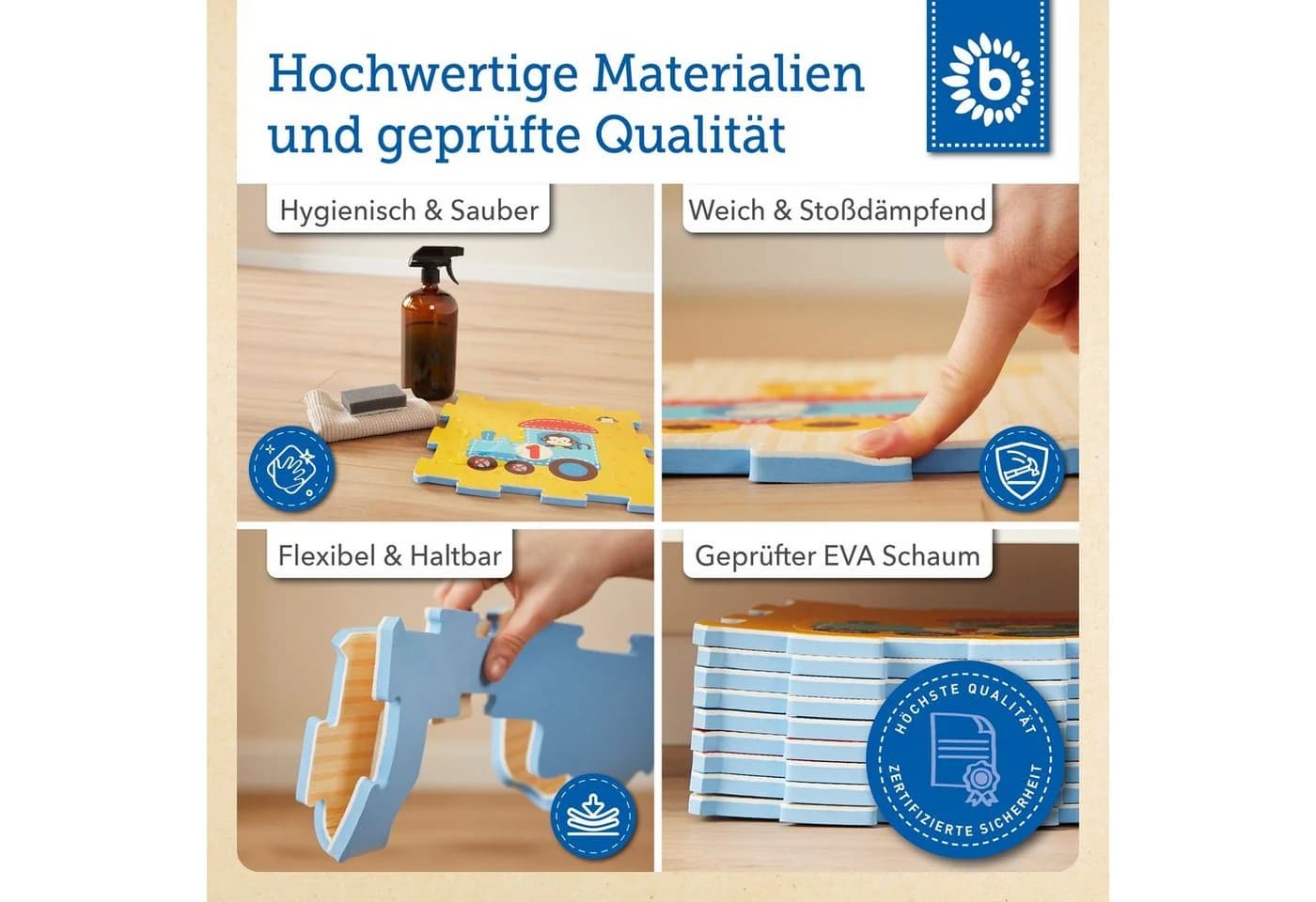 BIECO Steckpuzzle Puzzlematte Baby 18 tlg Bunt - Bild 5