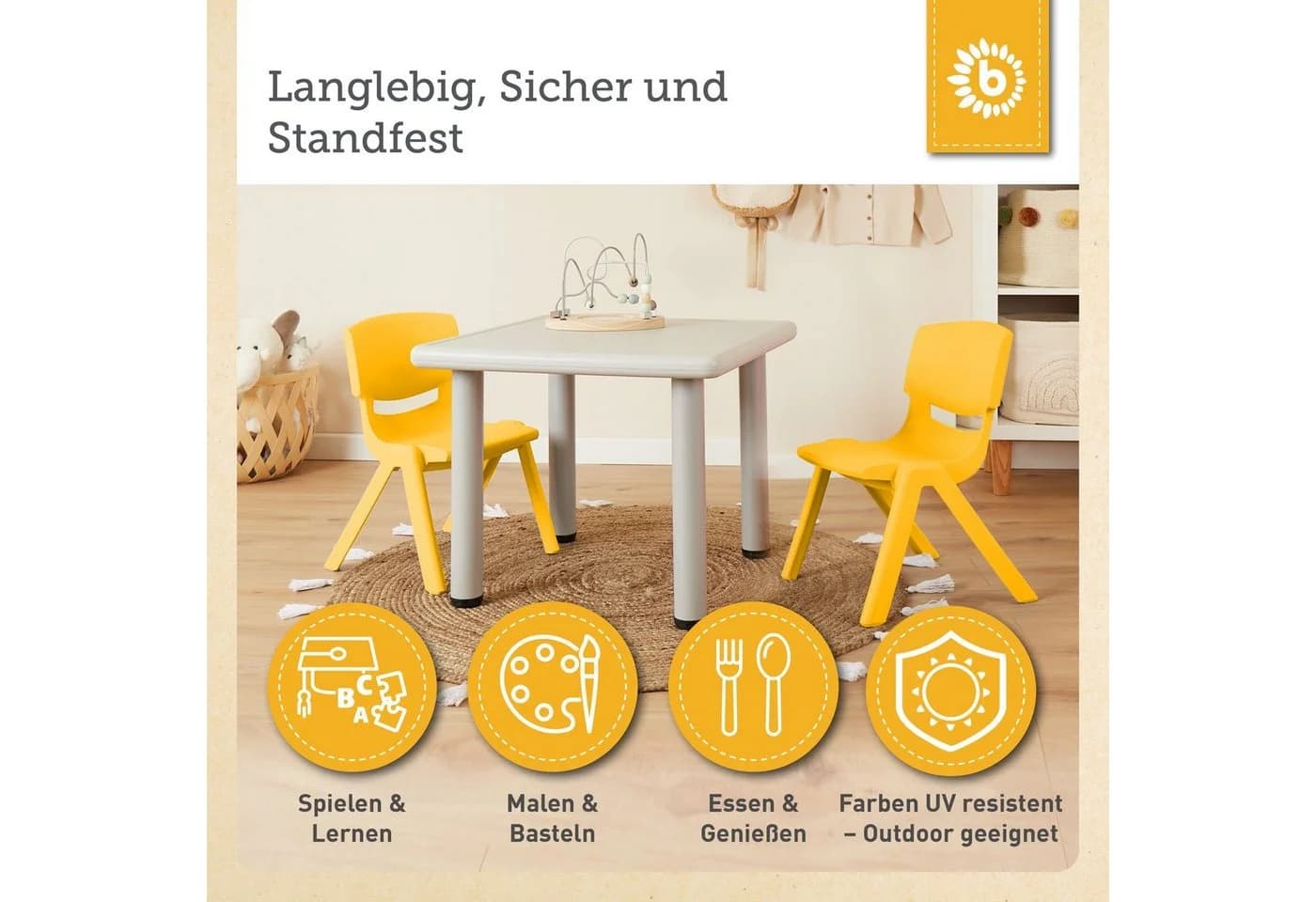 BIECO Kinderstuhl Gelb Stapelbar & Kippsicher Bis 80 kg - Bild 4