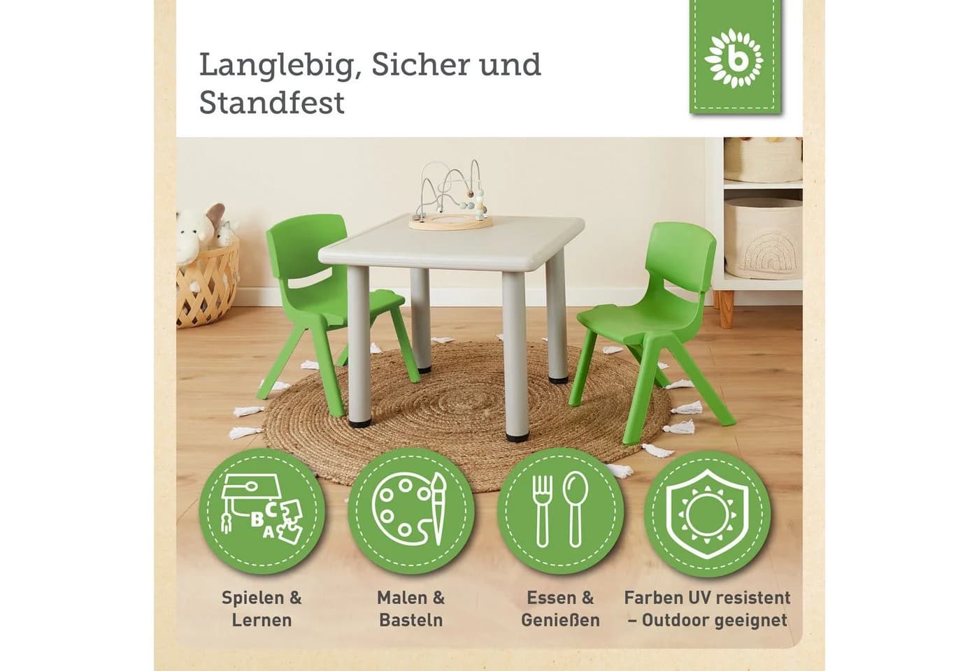 BIECO Kinderstuhl Grün Stapelbar & Kippsicher Bis 80 kg - Bild 5