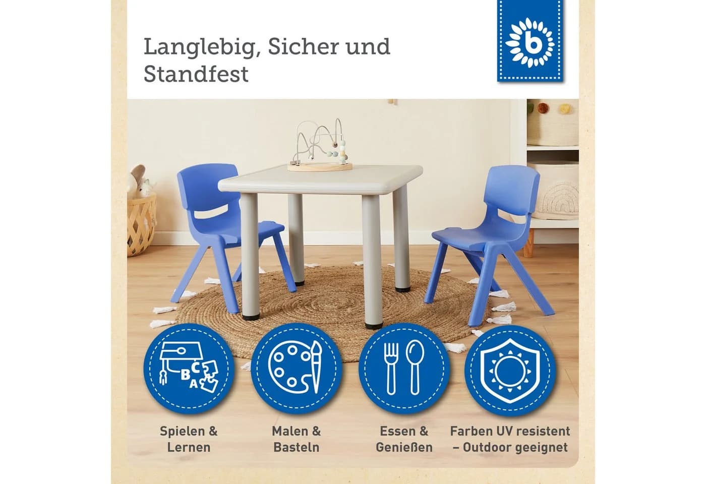 BIECO Kinderstuhl Blau Stapelbar & Kippsicher bis 80 kg - Bild 5