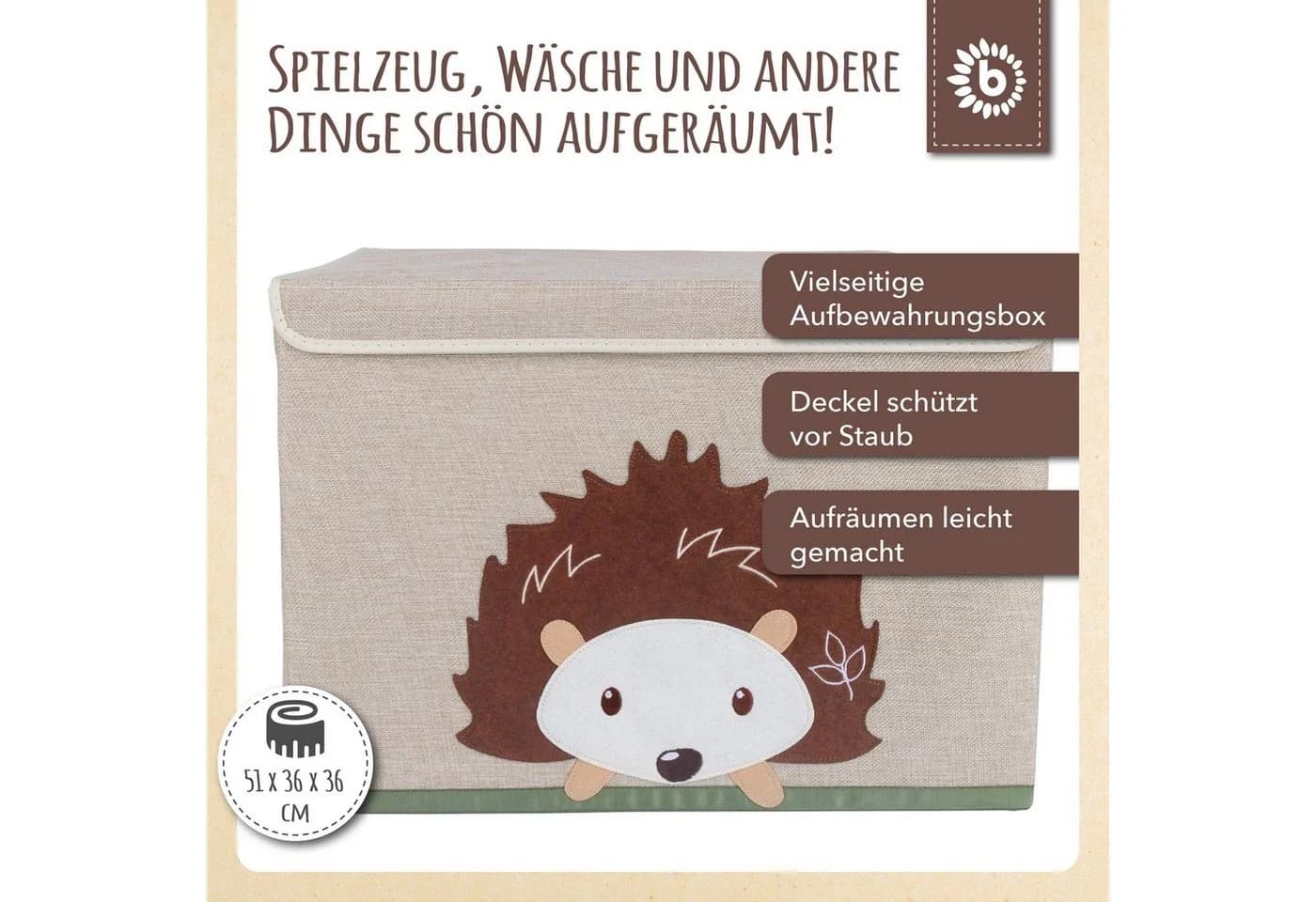 BIECO Spielzeugtruhe 65L Beige Faltbar
