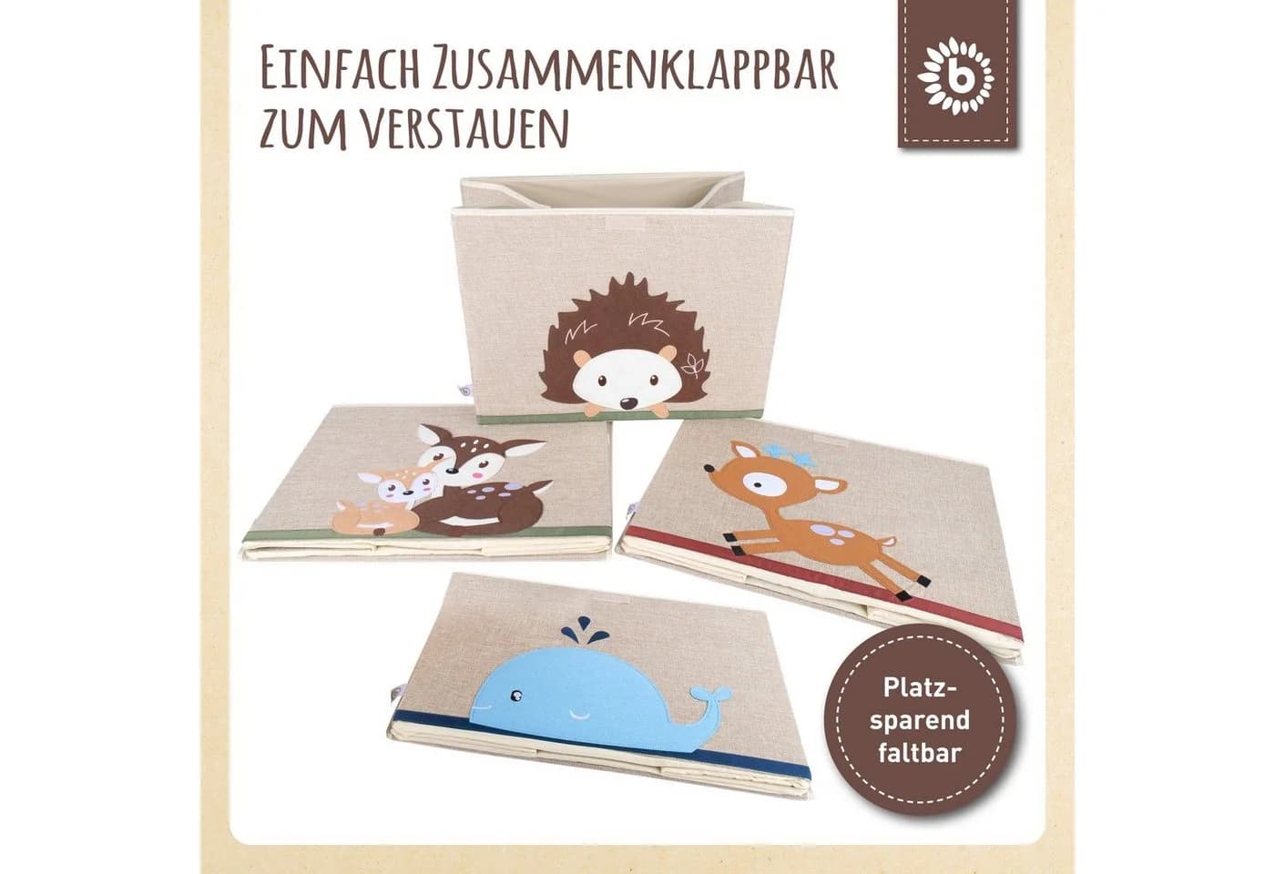 BIECO Spielzeugtruhe 65L Beige Faltbar - Bild 5