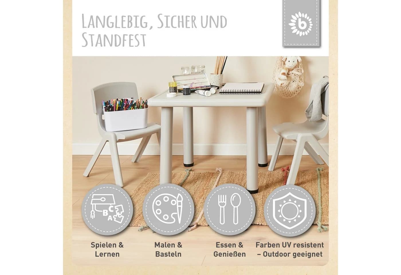 BIECO Kinderstuhl Stapelbar Grau Kippsicher - Bild 5