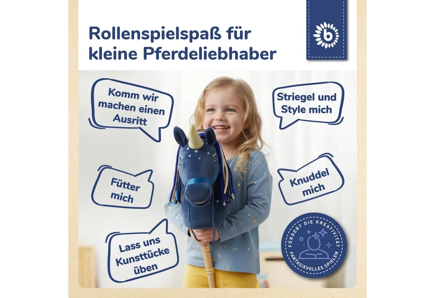 BIECO Steckenpferd Einhorn Luna Plüsch Holz - Bild 3