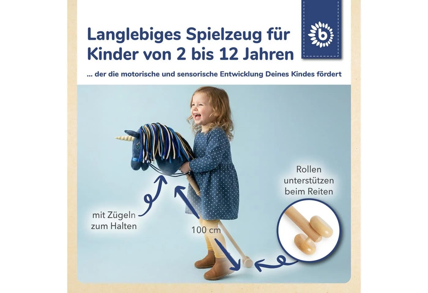 BIECO Steckenpferd Einhorn Luna Plüsch Holz - Bild 4
