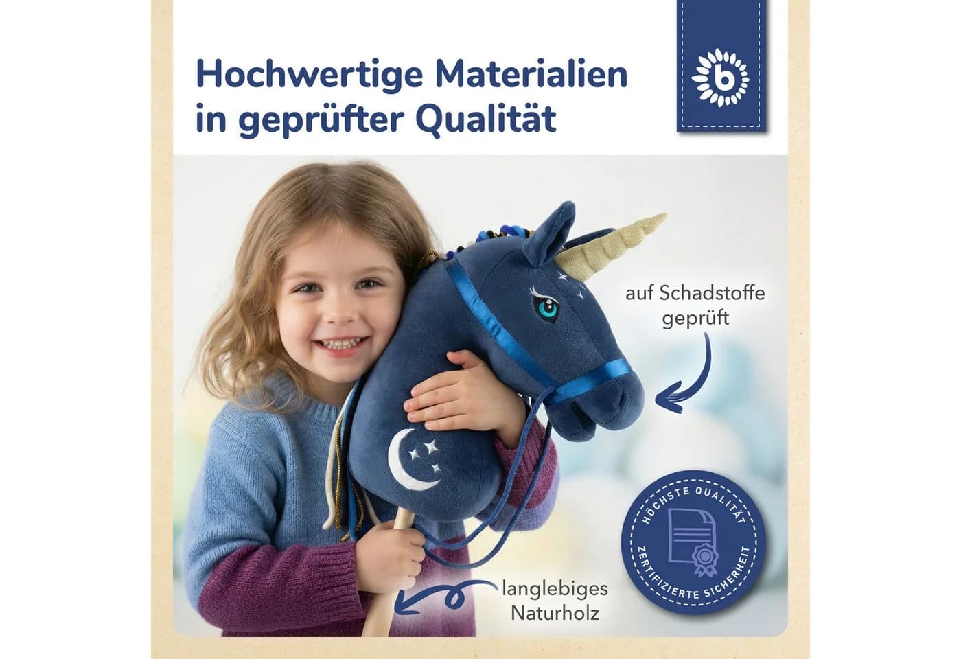 BIECO Steckenpferd Einhorn Luna Plüsch Holz - Bild 5