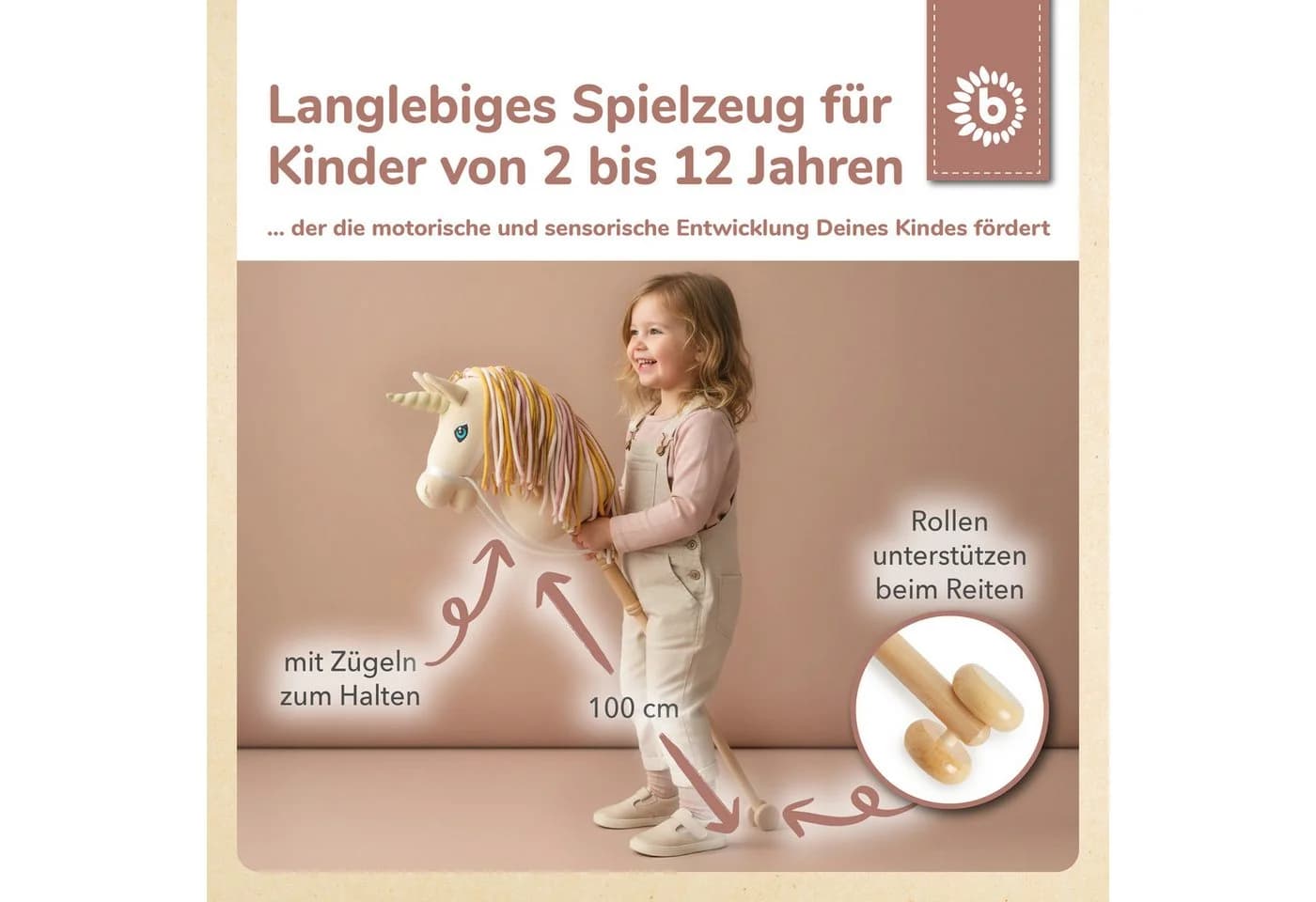 BIECO Steckenpferd Aurora Kinder Einhorn Beige - Bild 4