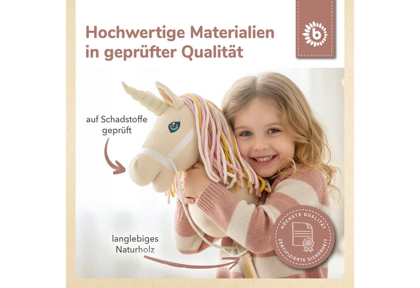 BIECO Steckenpferd Aurora Kinder Einhorn Beige - Bild 5