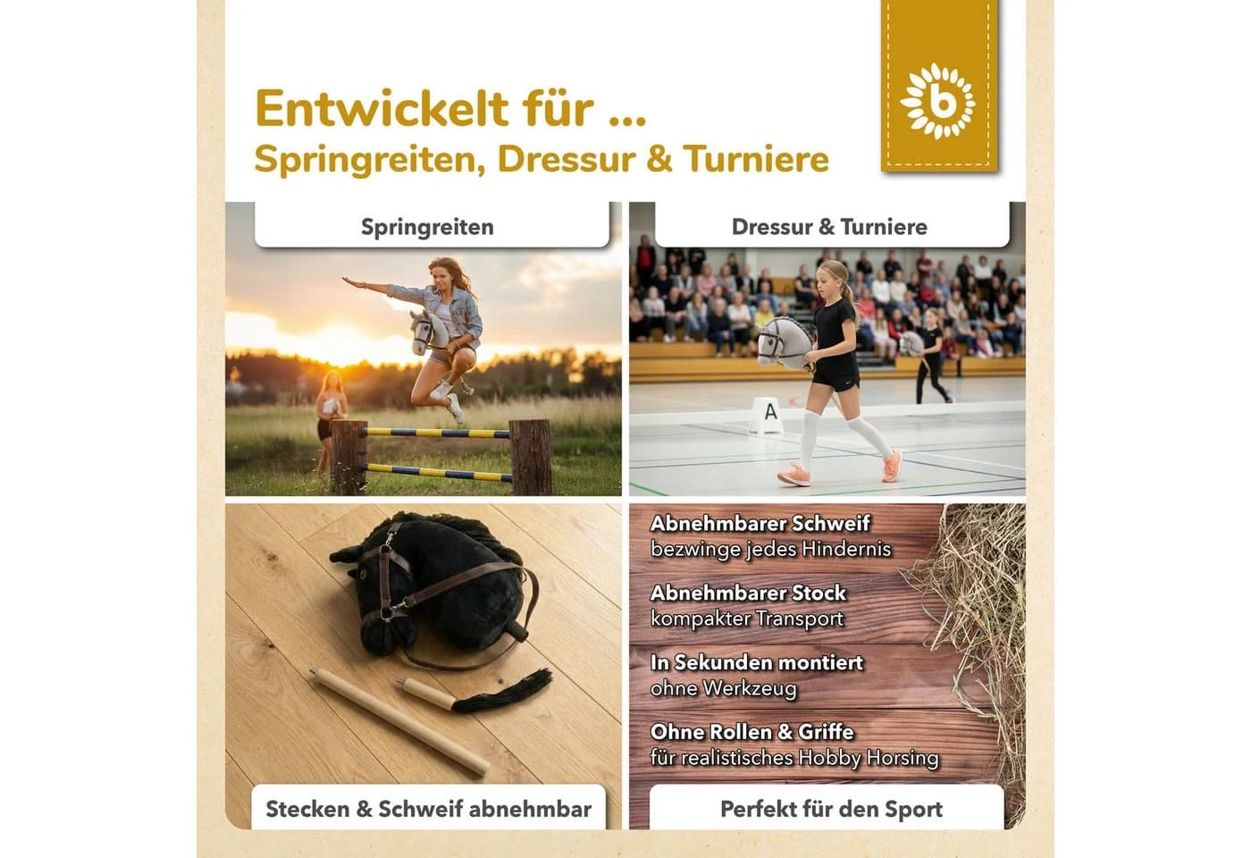 BIECO Steckenpferd Hobby Horse Rappe Schwarz Größe M - Bild 5