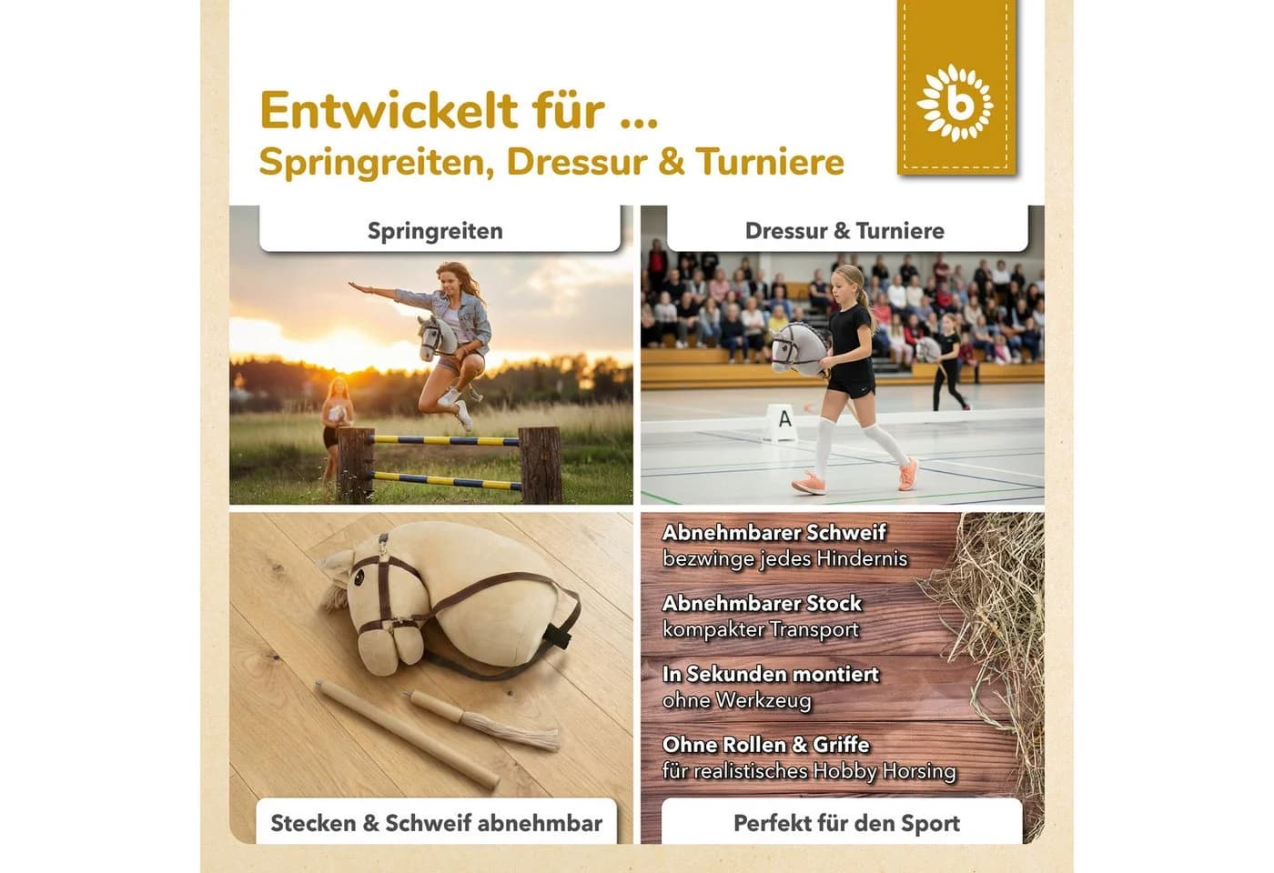 BIECO Steckenpferd Hobby Horse Beige Größe M - Bild 5