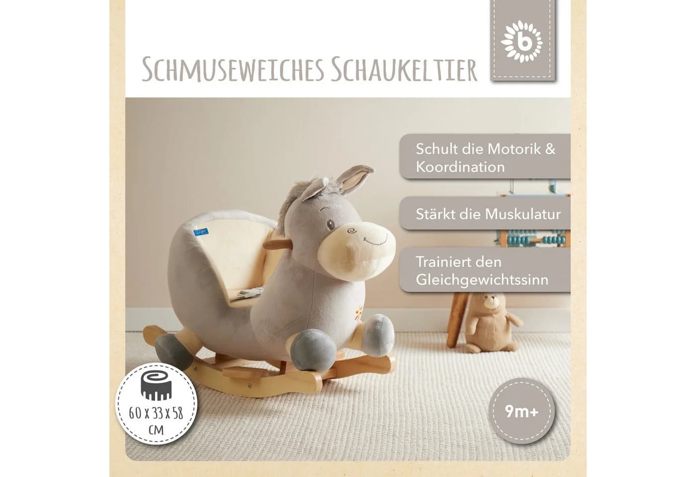 BIECO Schaukeltier Esel Fips Plüsch Schaukel