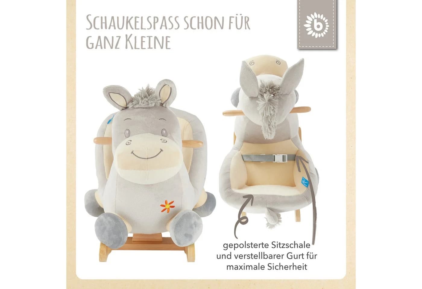 BIECO Schaukeltier Esel Fips Plüsch Schaukel - Bild 3