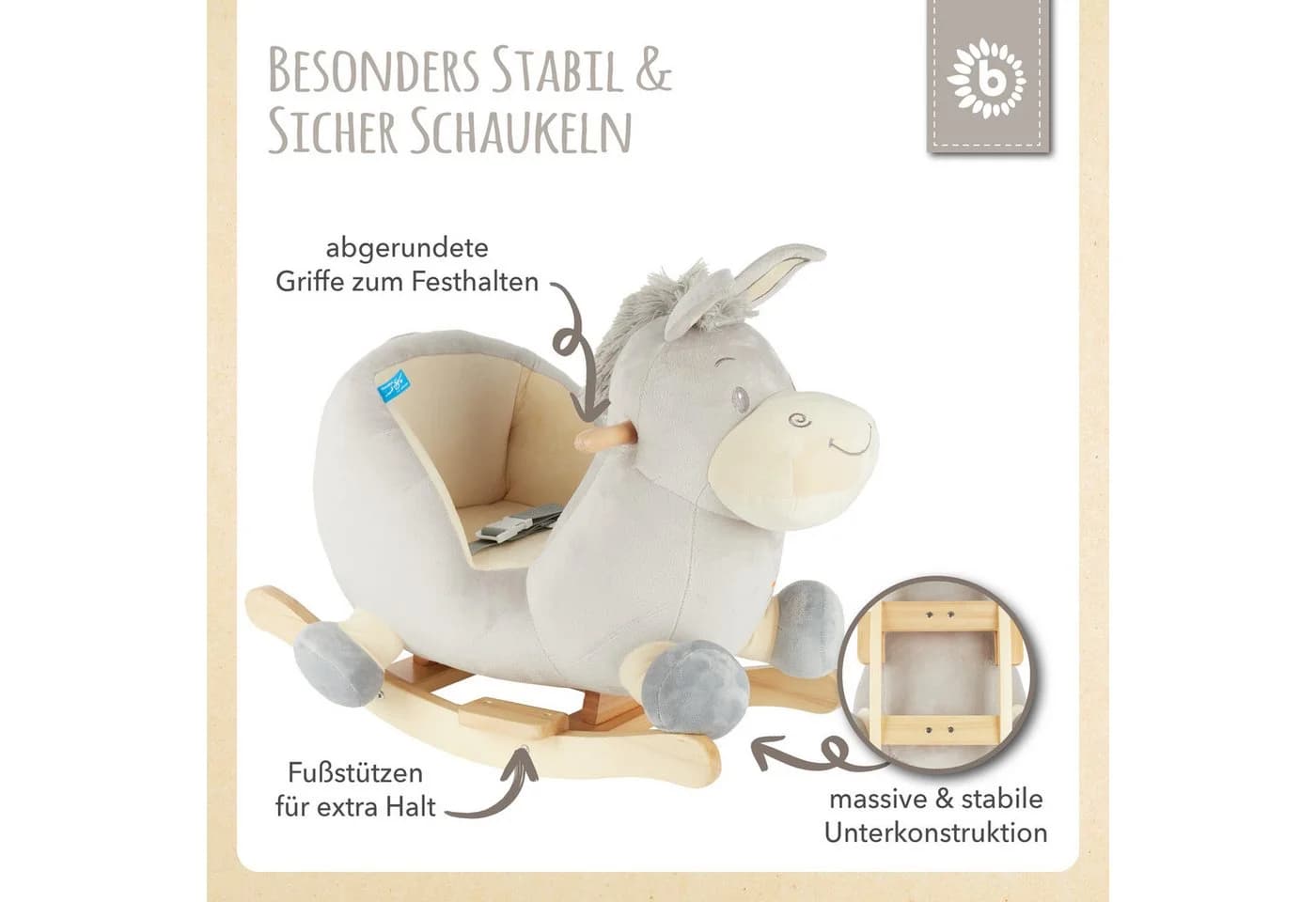 BIECO Schaukeltier Esel Fips Plüsch Schaukel - Bild 4
