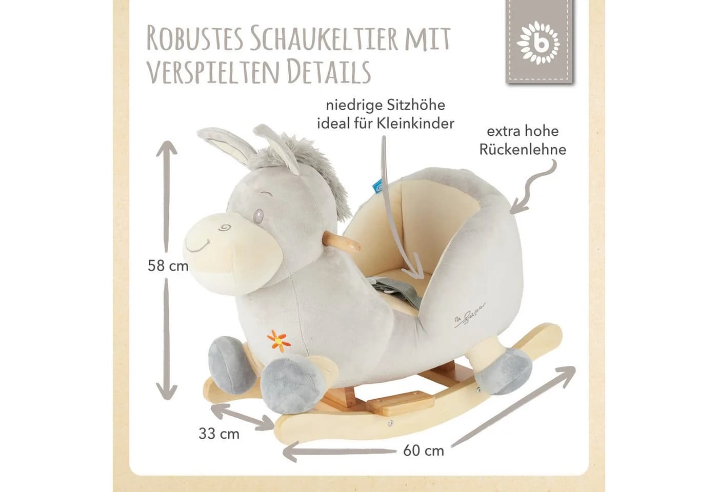 BIECO Schaukeltier Esel Fips Plüsch Schaukel - Bild 5
