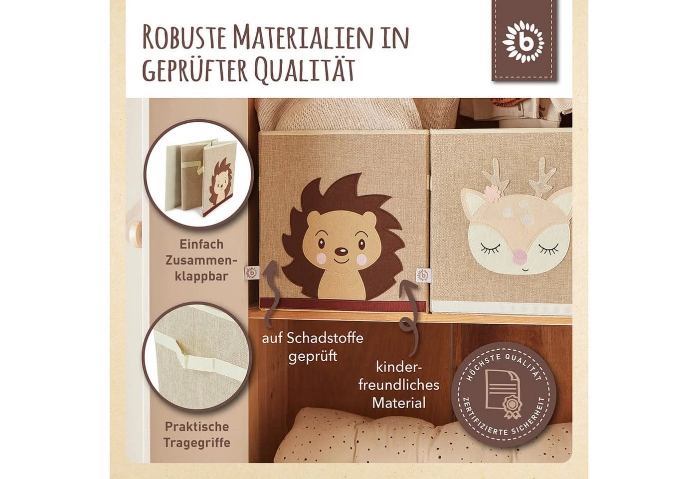 BIECO Spielzeugtruhe Aufbewahrungsbox Kinder Igel 36L faltbar - Bild 4