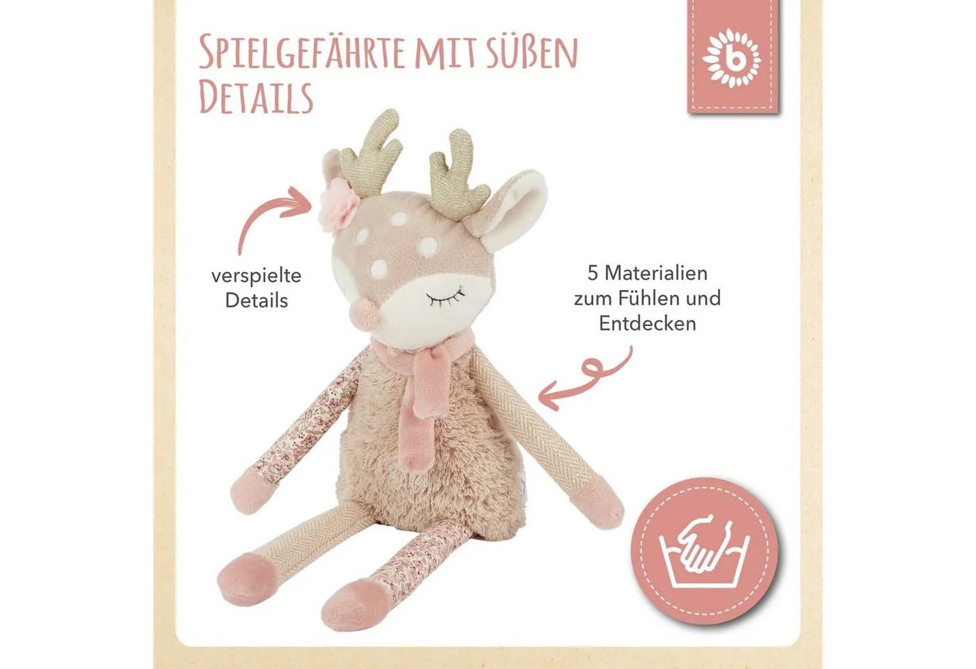 BIECO Plüsch Reh Kuscheltier Baby 40 cm Samtig Weich - Bild 3