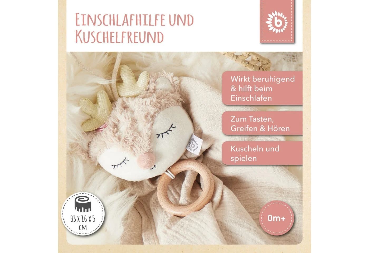 BIECO Spieluhr Brahms Wiegenlied Rosa Plüsch