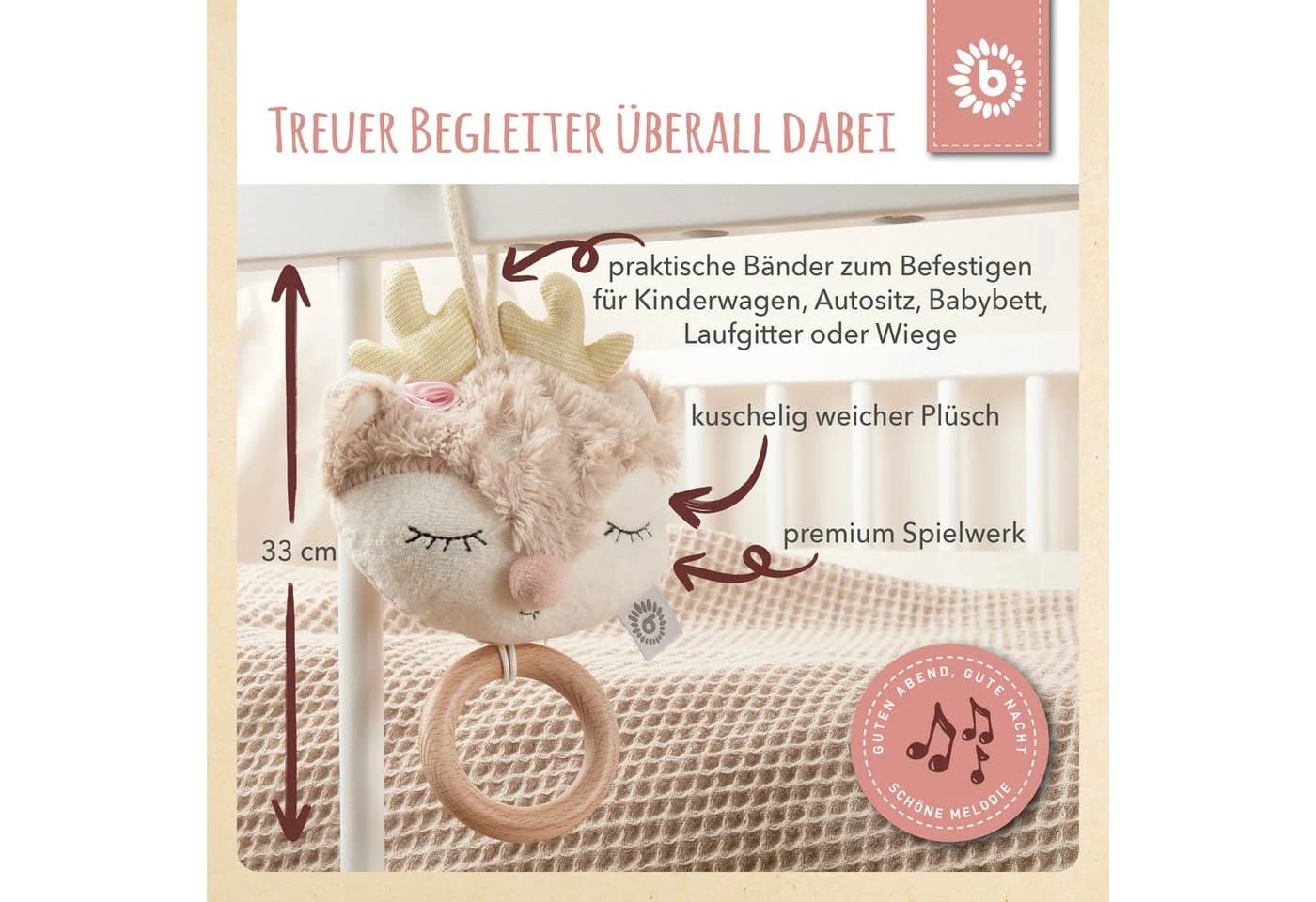 BIECO Spieluhr Brahms Wiegenlied Rosa Plüsch - Bild 3