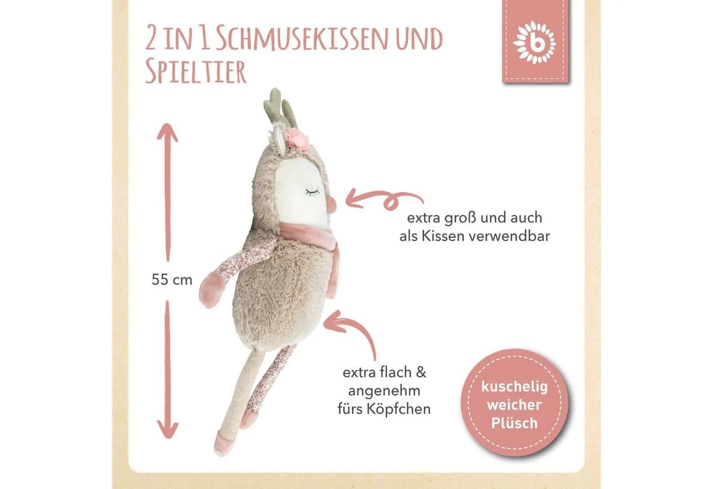 BIECO Plüsch Reh Kuscheltier Baby ca. 55 cm - Bild 5