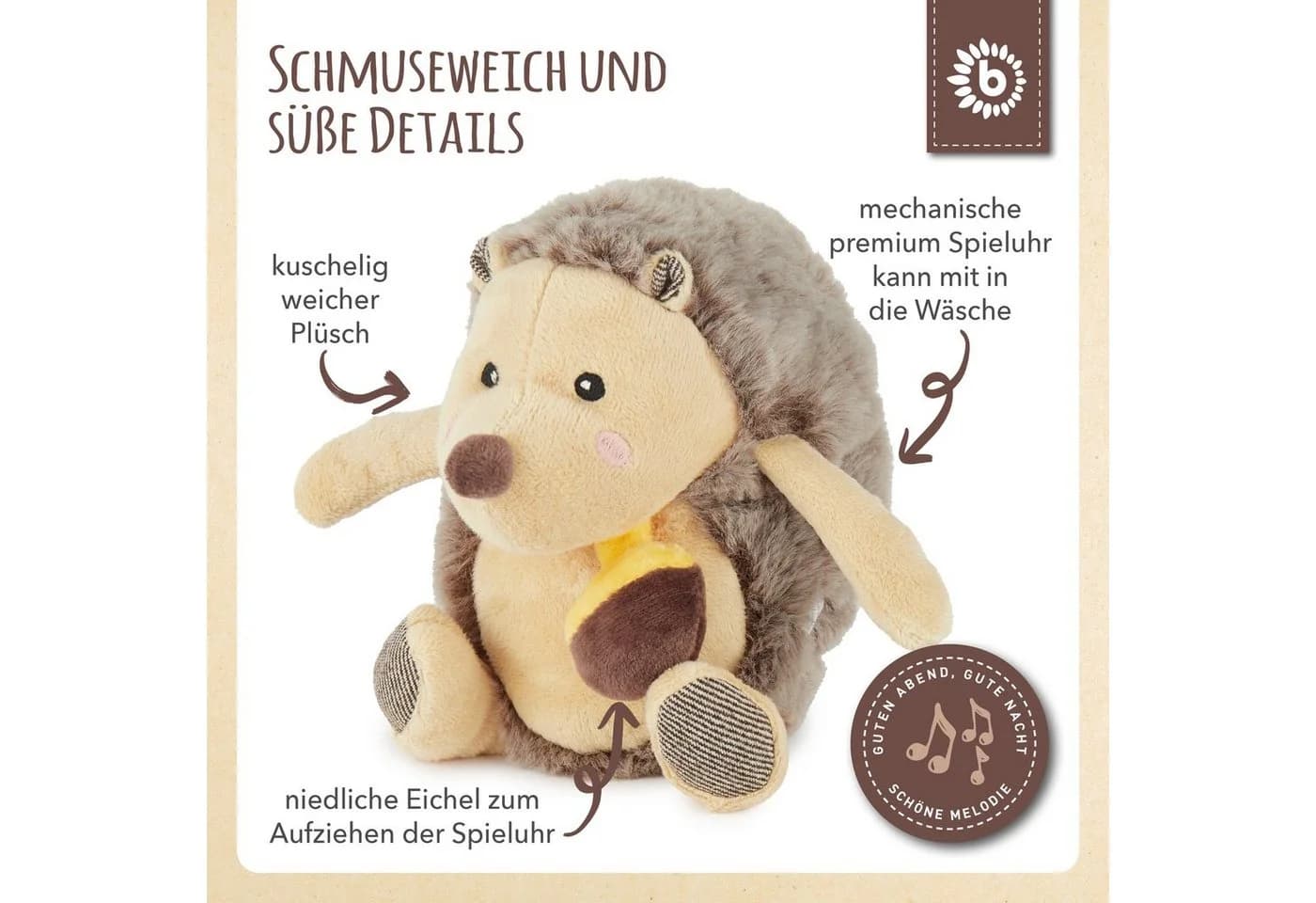BIECO Spieluhr Igel Plüsch mit Wiegenlied - Bild 3