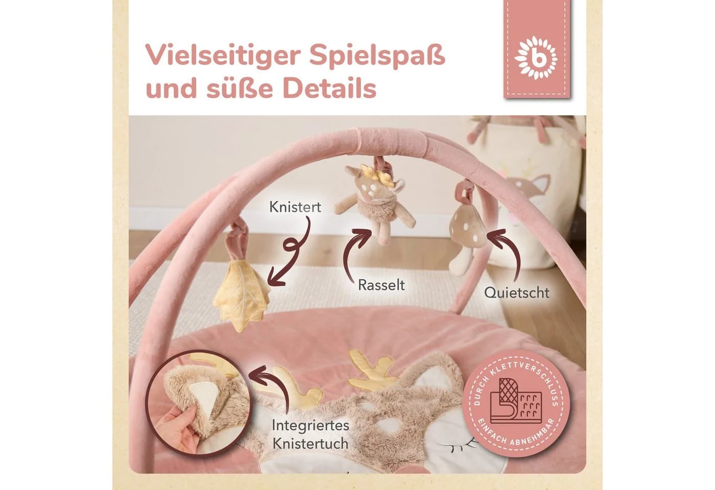 BIECO Baby Gym Spieldecke mit Activitybogen Reh Ella Rosa - Bild 3