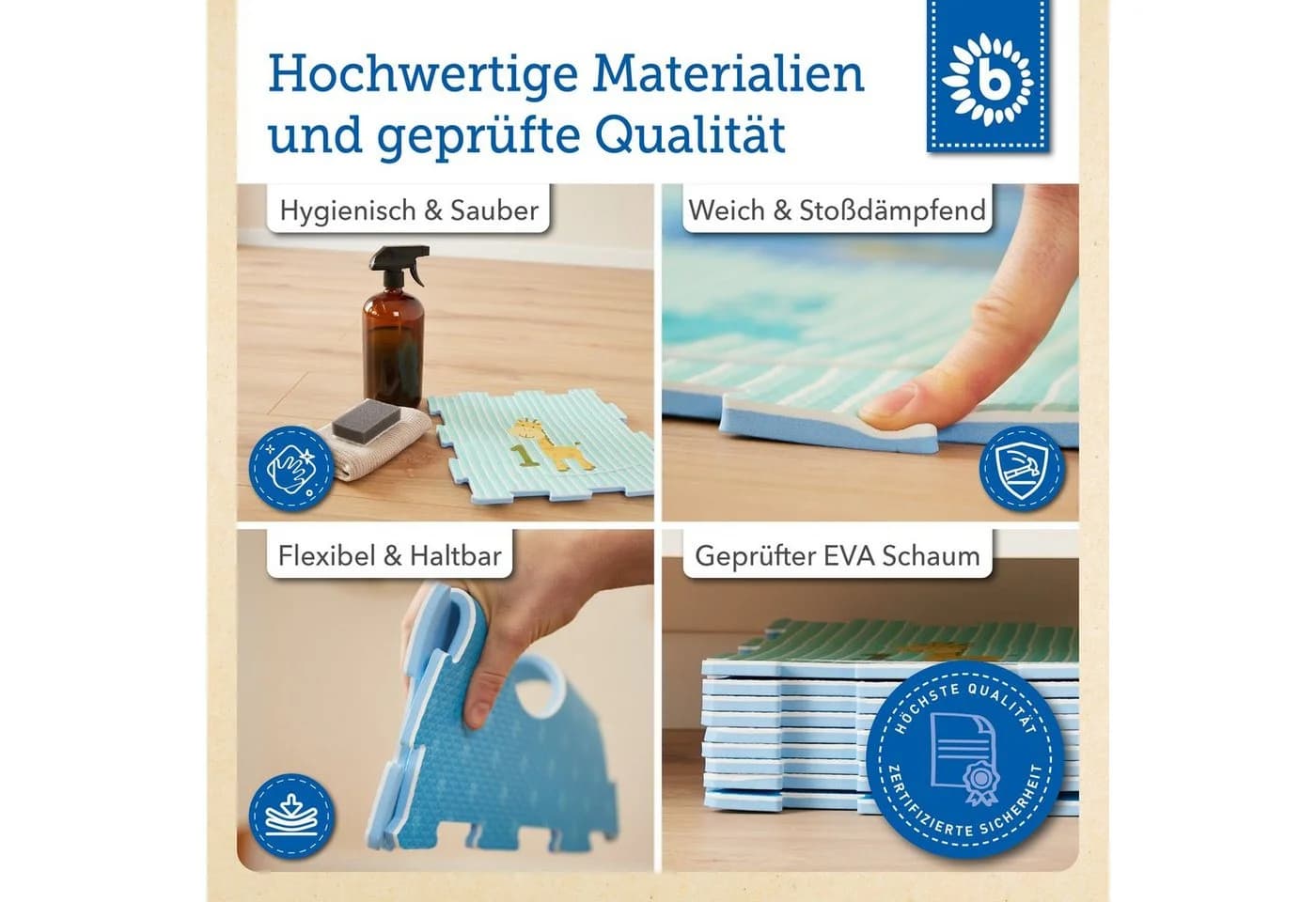 BIECO Steckpuzzle 9-tlg. Bunt Schaumstoff Baby Matte - Bild 5