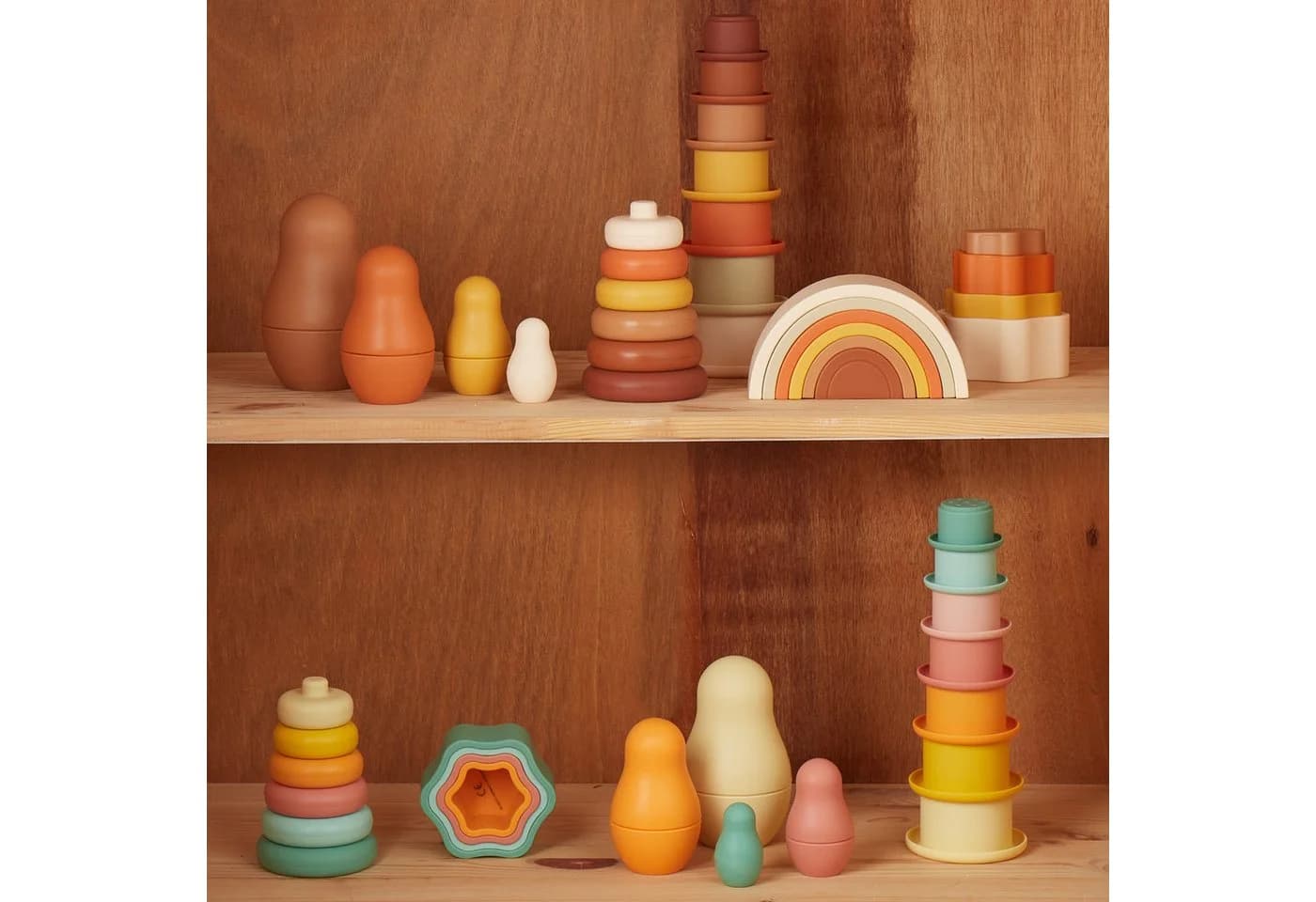 BIECO Stapelspielzeug Silikon Regenbogen Chocolate Bliss 6-teilig - Bild 4