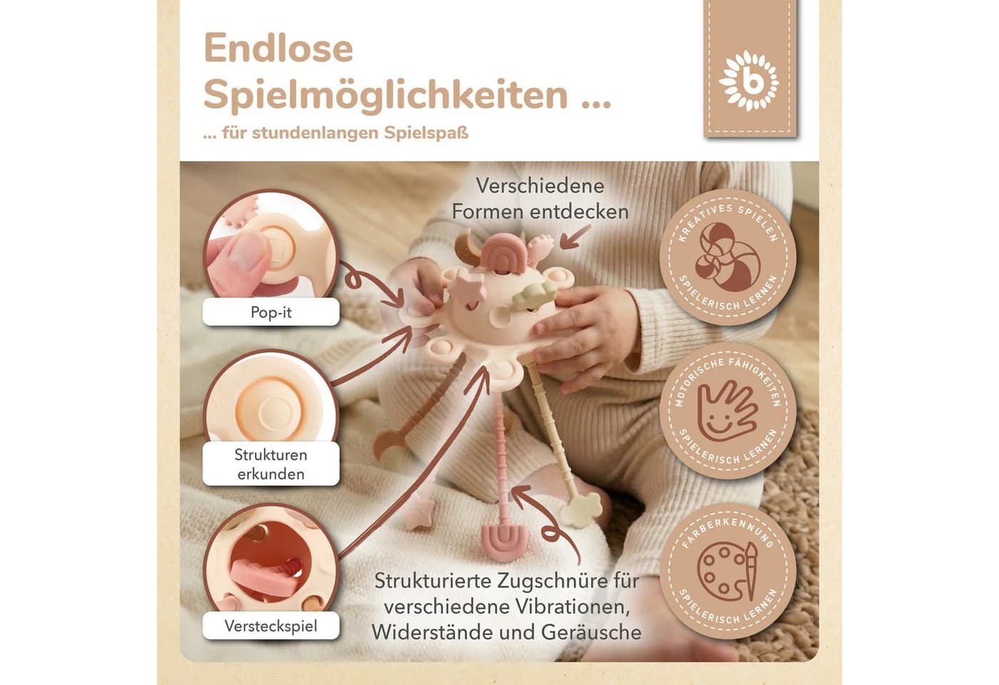 BIECO Silikon Activity Montessori Stapelspielzeug Baby - Bild 4