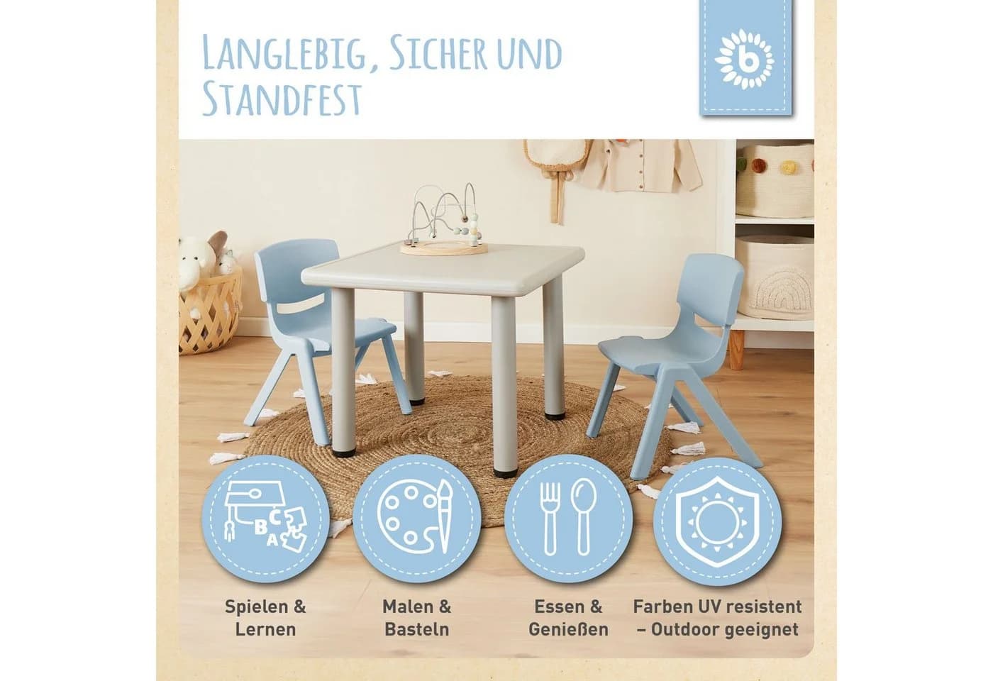 BIECO Kinderstuhl Blau Stapelfähig Kippsicher - Bild 4