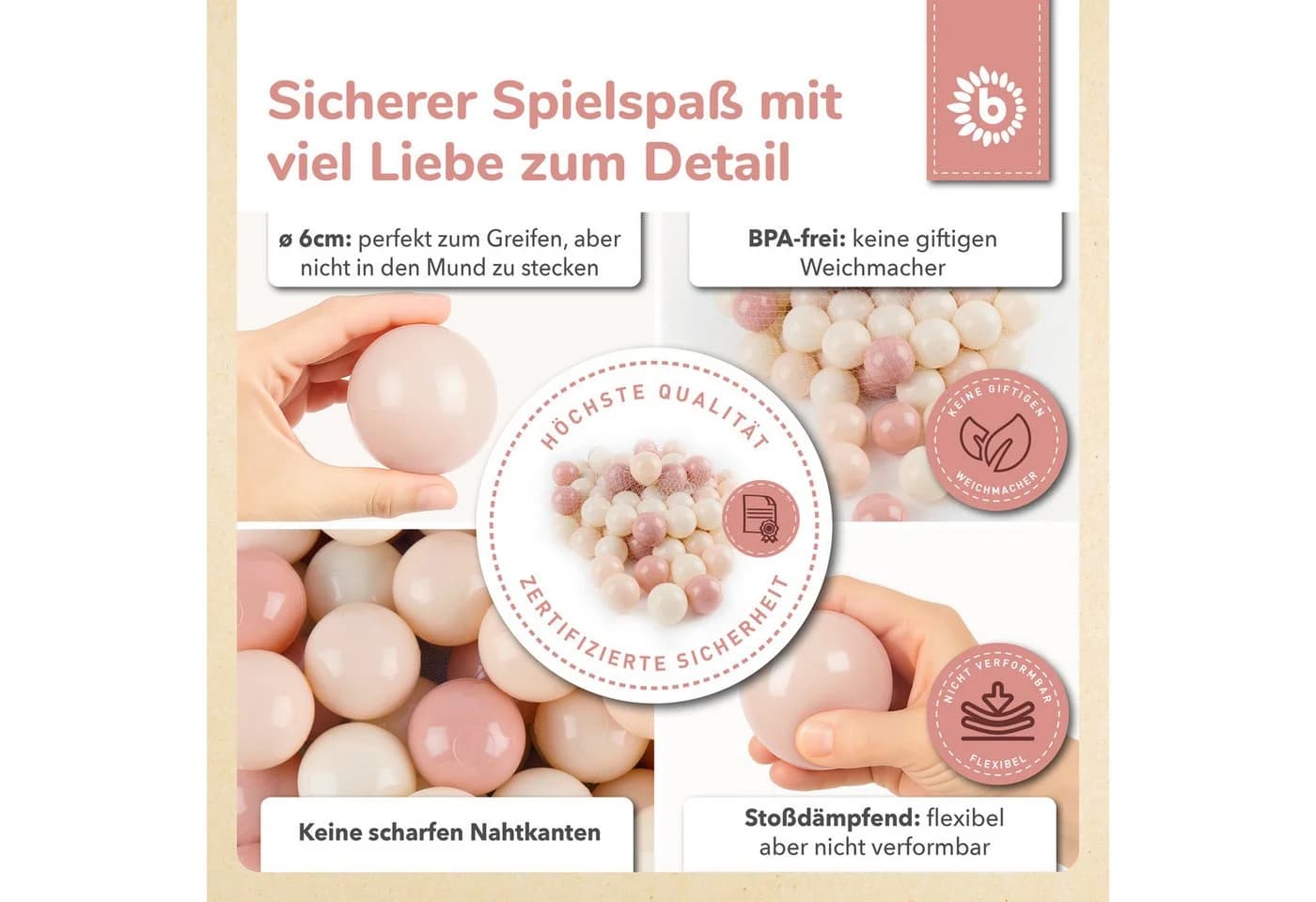 BIECO Bällebad Dreamy Flowers 100 Bälle Kinder Spielzeug - Bild 5