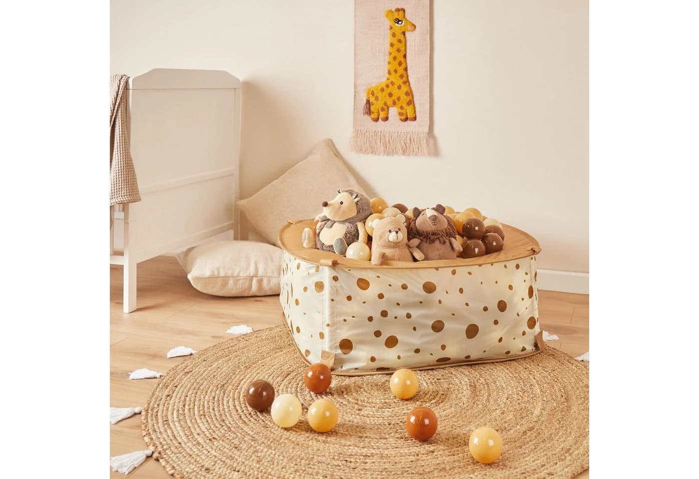 BIECO Bällebad Pop Up Dots inklusive 50 Bälle Beige