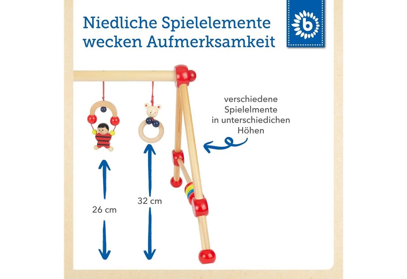 BIECO Baby Gym Spieltrapez Holz Bunt mit Figuren & Kugeln - Bild 3