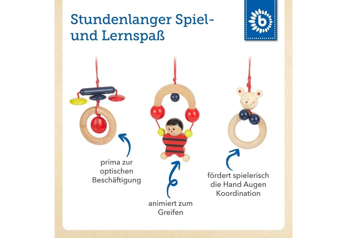 BIECO Baby Gym Spieltrapez Holz Bunt mit Figuren & Kugeln - Bild 5