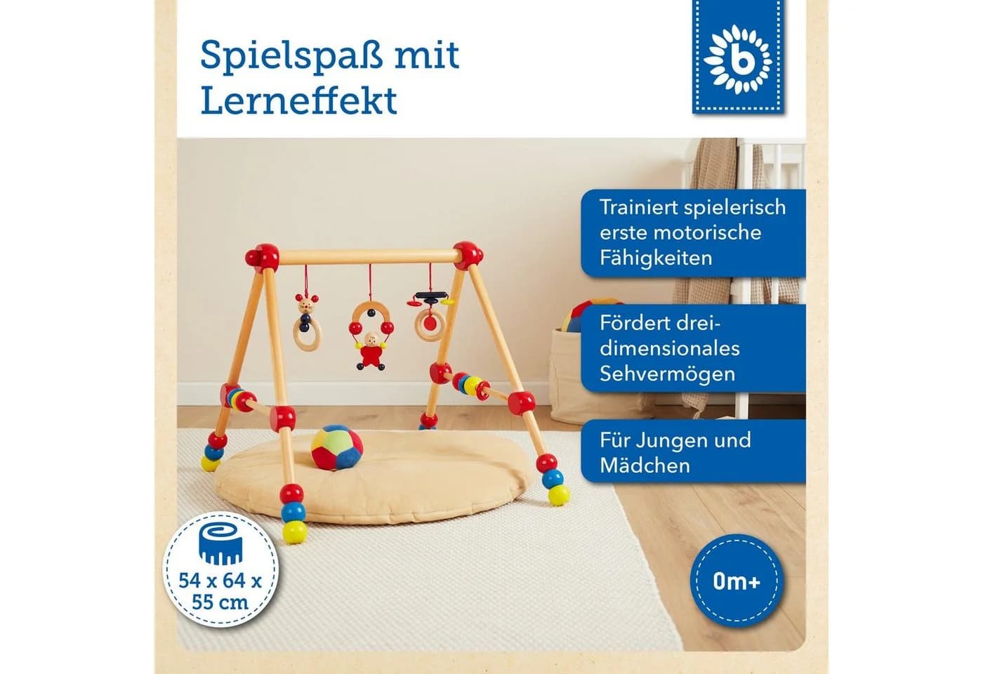 BIECO Baby Gym Spieltrapez höhenverstellbar Holz Bunt