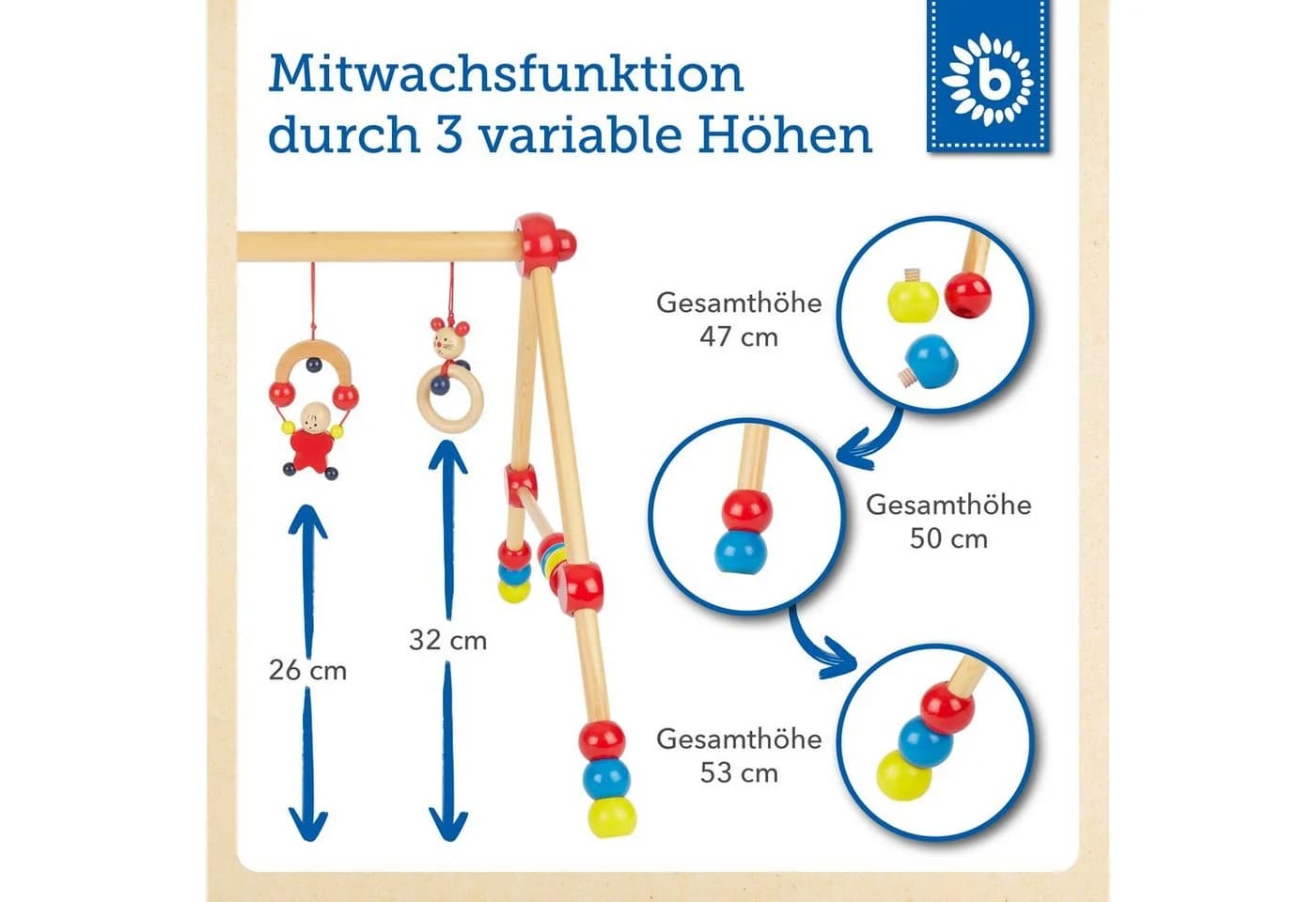 BIECO Baby Gym Spieltrapez höhenverstellbar Holz Bunt - Bild 3
