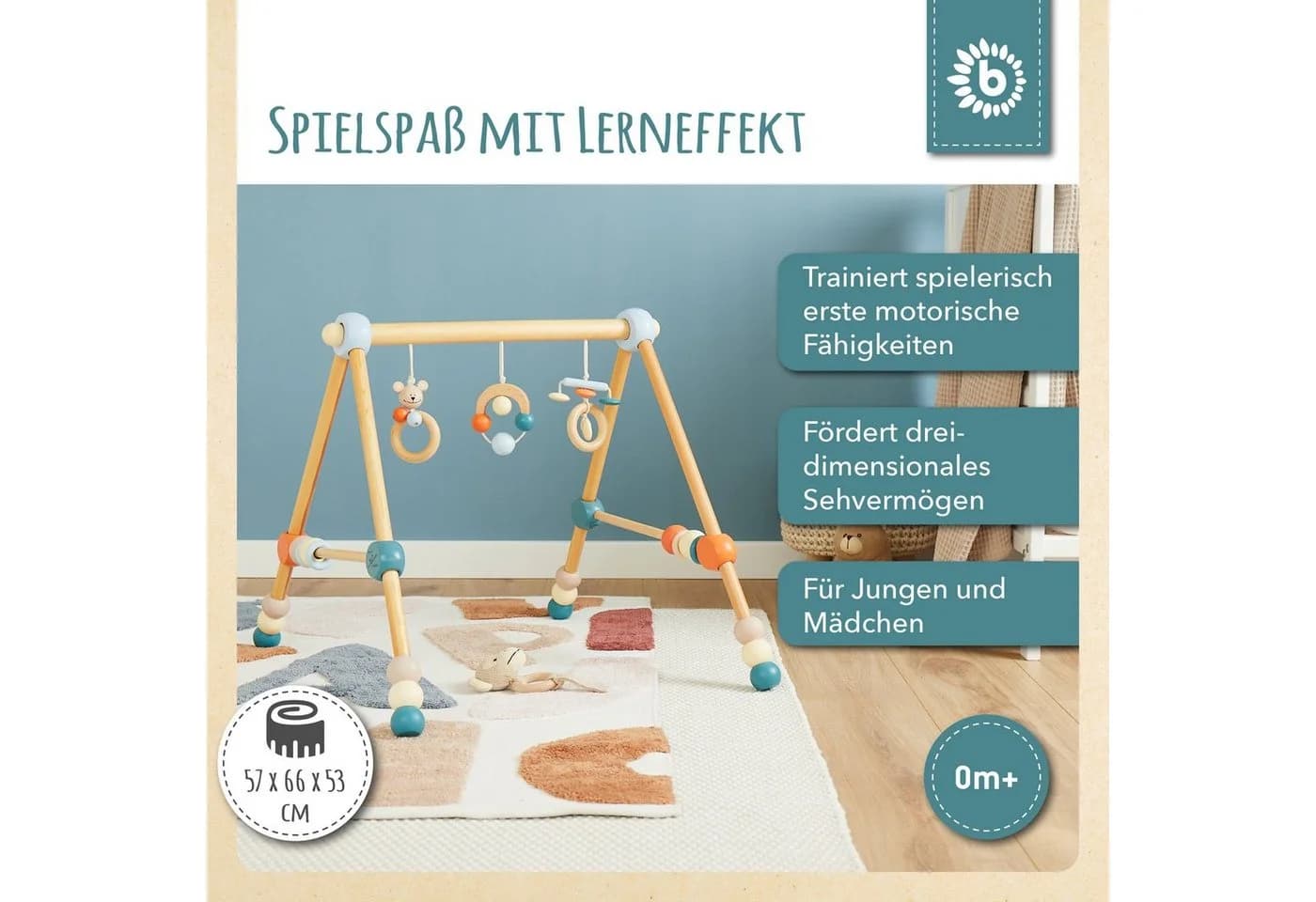 BIECO Baby Gym Spieltrapez Höhenverstellbar Spielbogen Holz