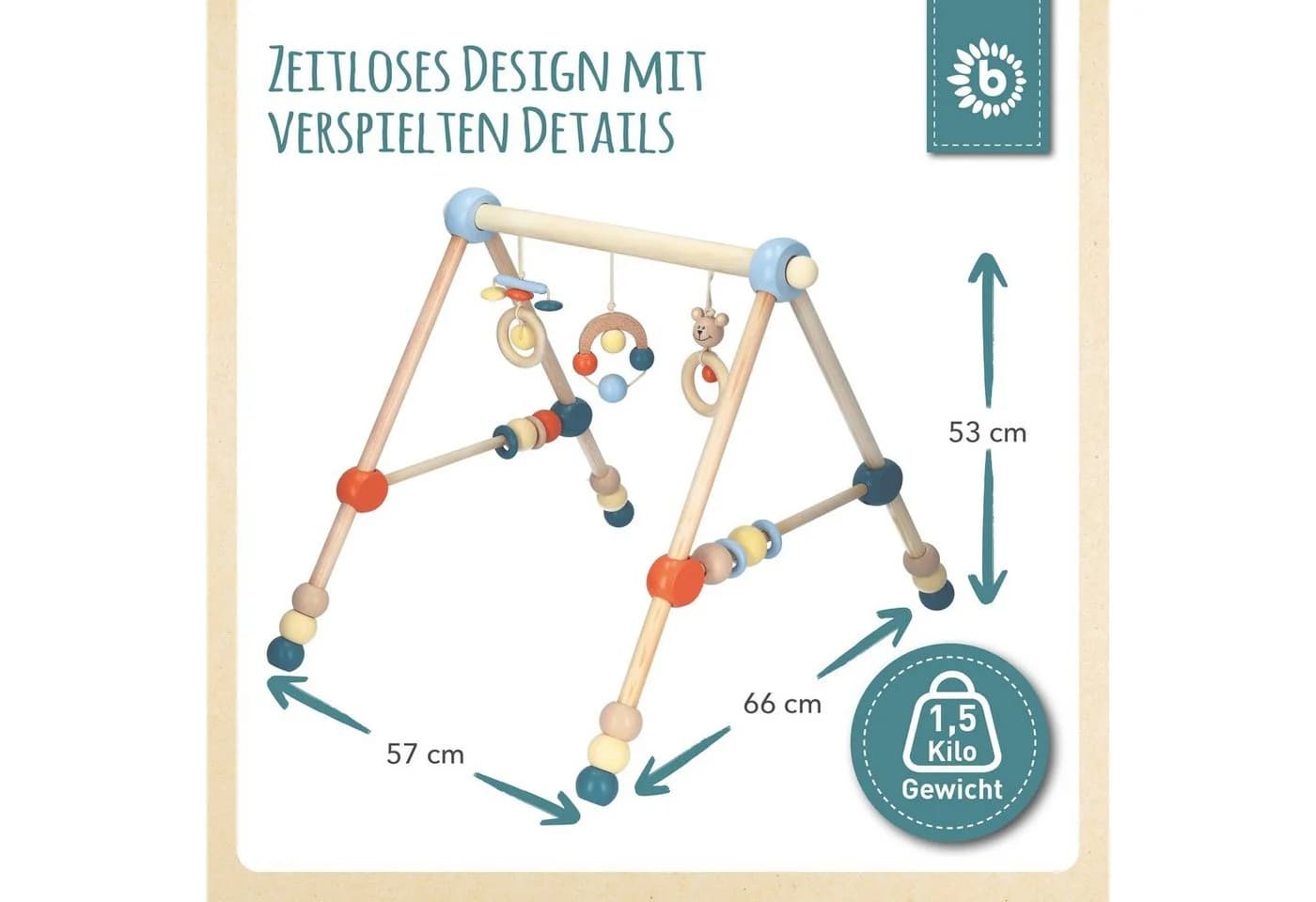 BIECO Baby Gym Spieltrapez Höhenverstellbar Spielbogen Holz - Bild 4