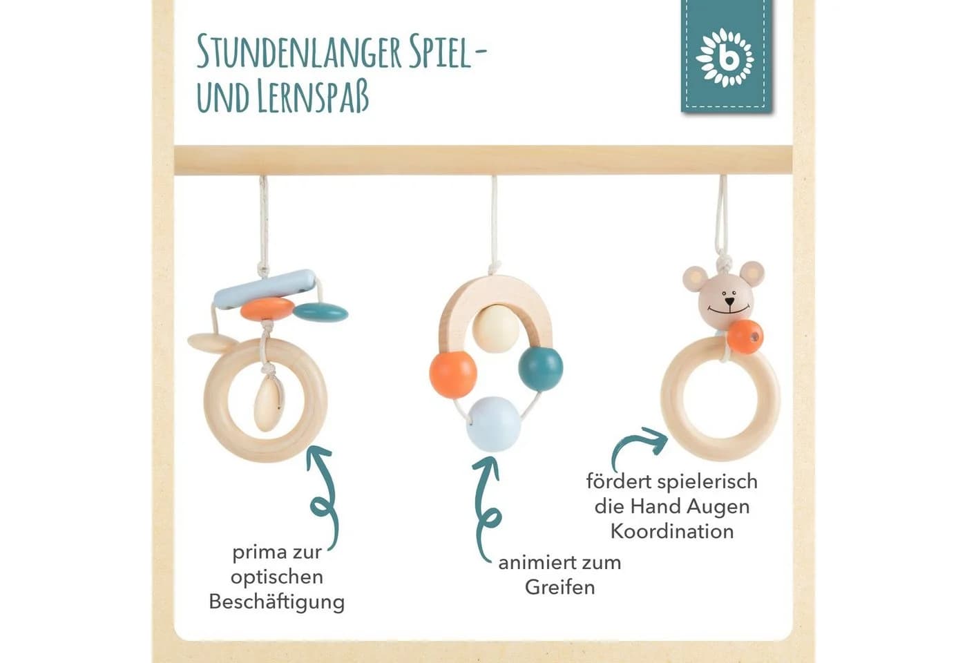 BIECO Baby Gym Spieltrapez Höhenverstellbar Spielbogen Holz - Bild 5