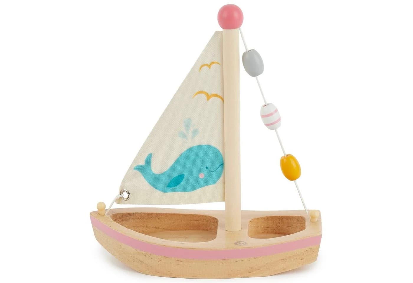 BIECO Segelboot Spielzeug Kinder Holz Wasserspielzeug Rosa 20x18cm