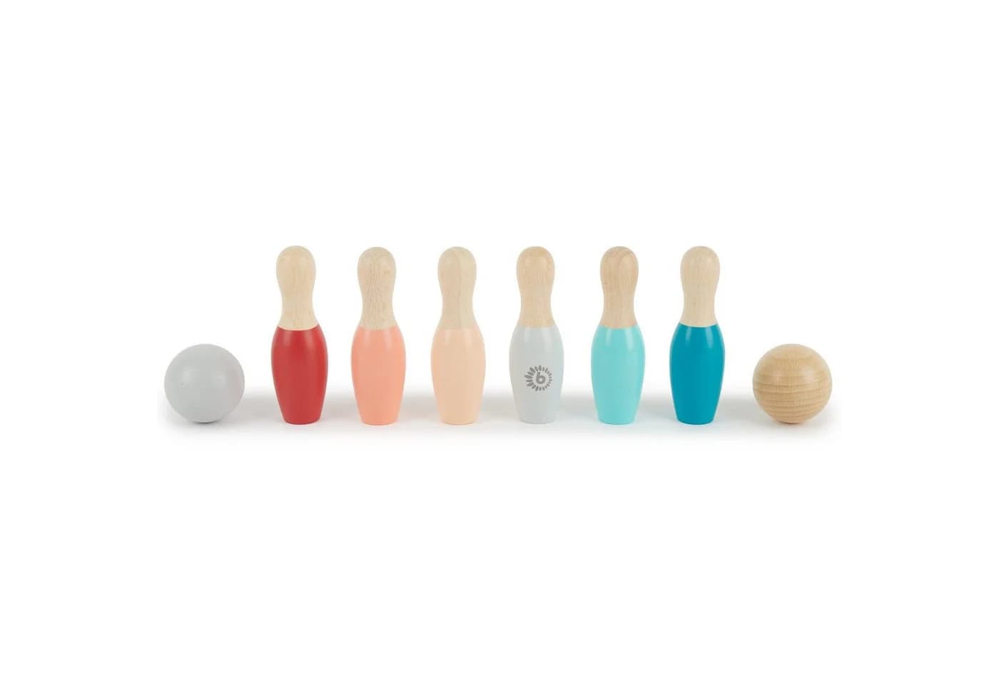 BIECO Mini Kegelspiel 8-tlg. Bowling Set aus Holz bunt - Bild 2