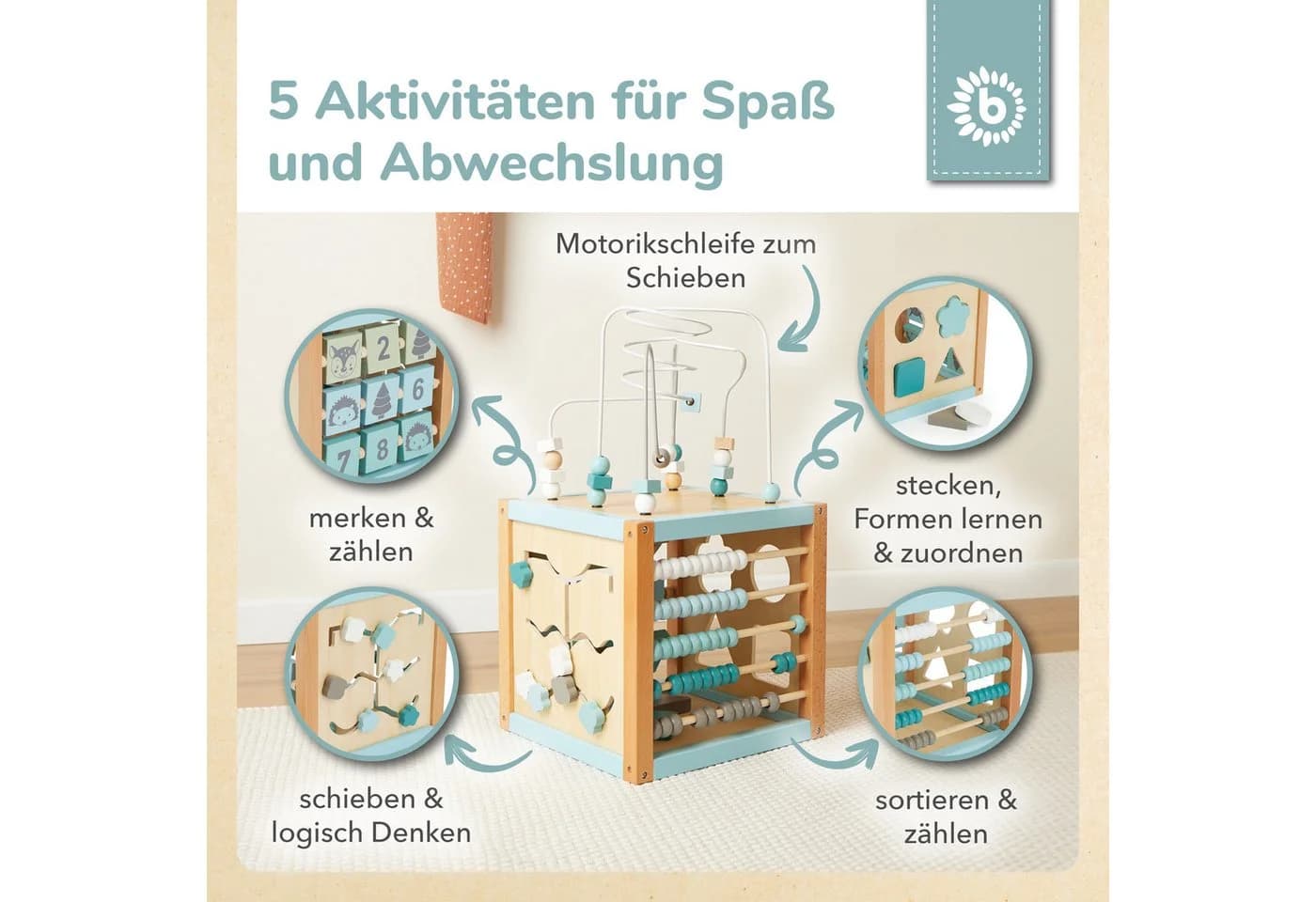 BIECO Motorikwürfel XXL Scandi-Chic Holzspielzeug - Bild 3