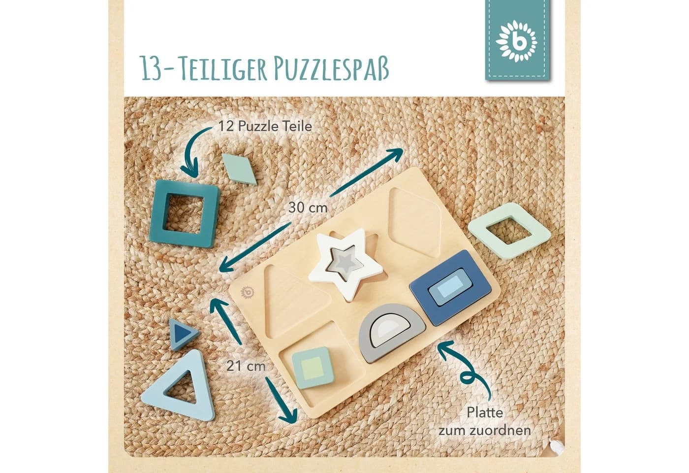 BIECO Steckpuzzle Holz Geometrische Formen Puzzle Baby Holzspielzeug - Bild 4
